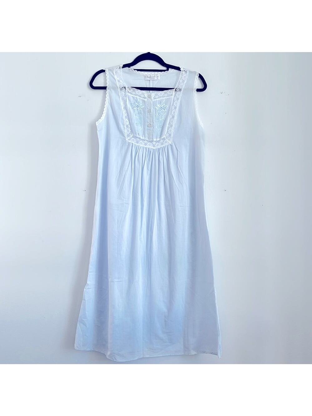 Diamond Cut cotton lace trim sleeveless cottagecore nightgown sz 12